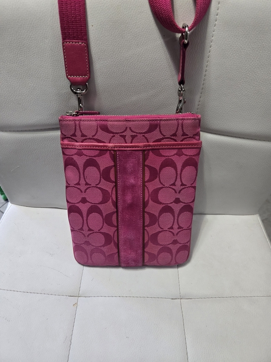 Coach Handbags - Coach Pink Signature Small Crossbody Shoulder Bag